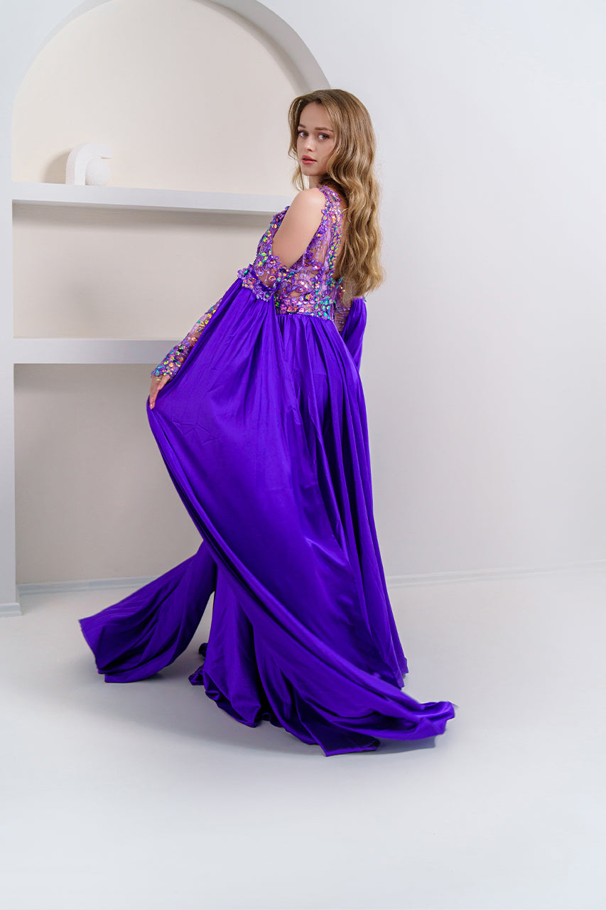 グリッターグリーンイブニングドレス