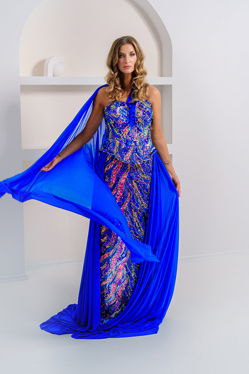 闪光绿色晚礼服