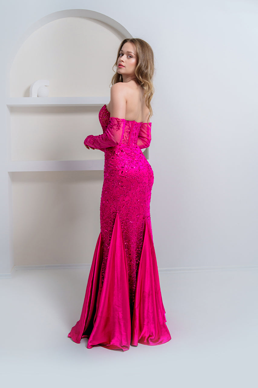 Robe de soirée verte à paillettes