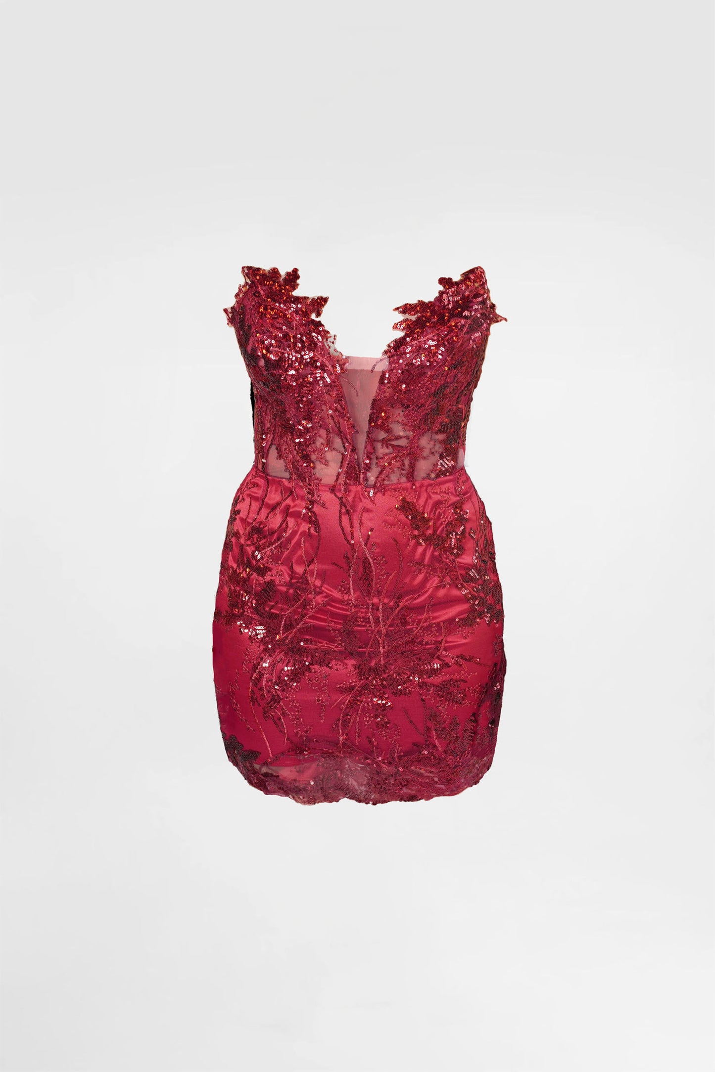 Burgundy Red Wine Spark Mini Cocktail Dress