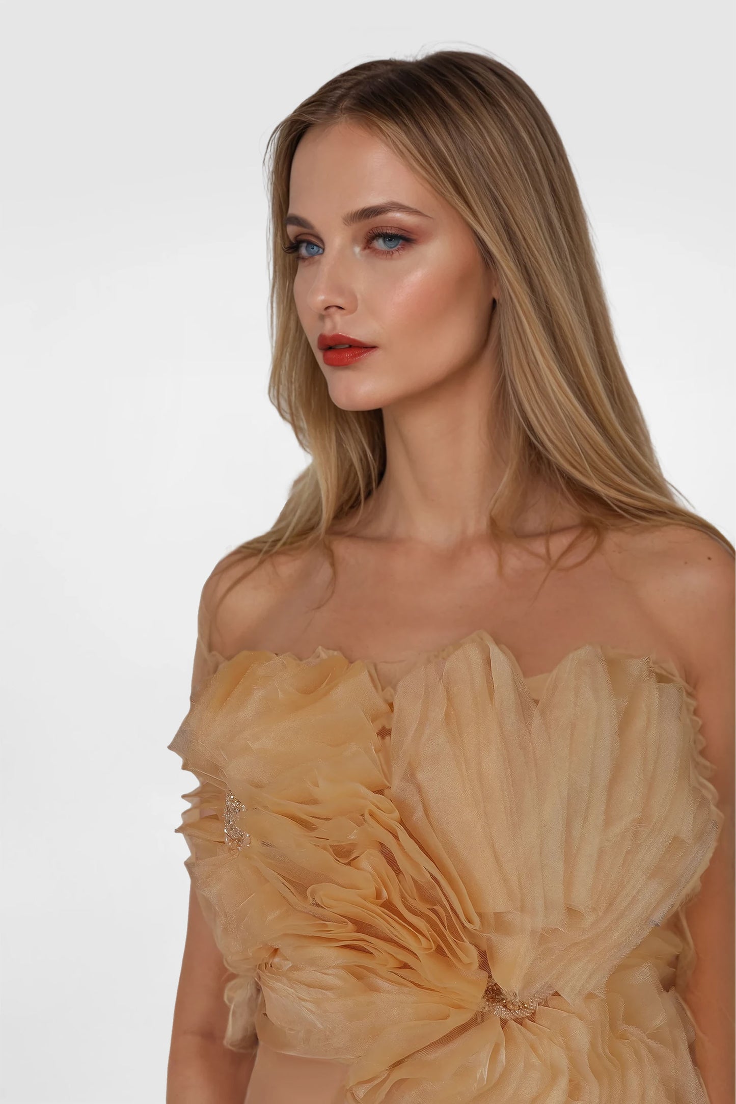 Peach Blossom Organza Corset Top