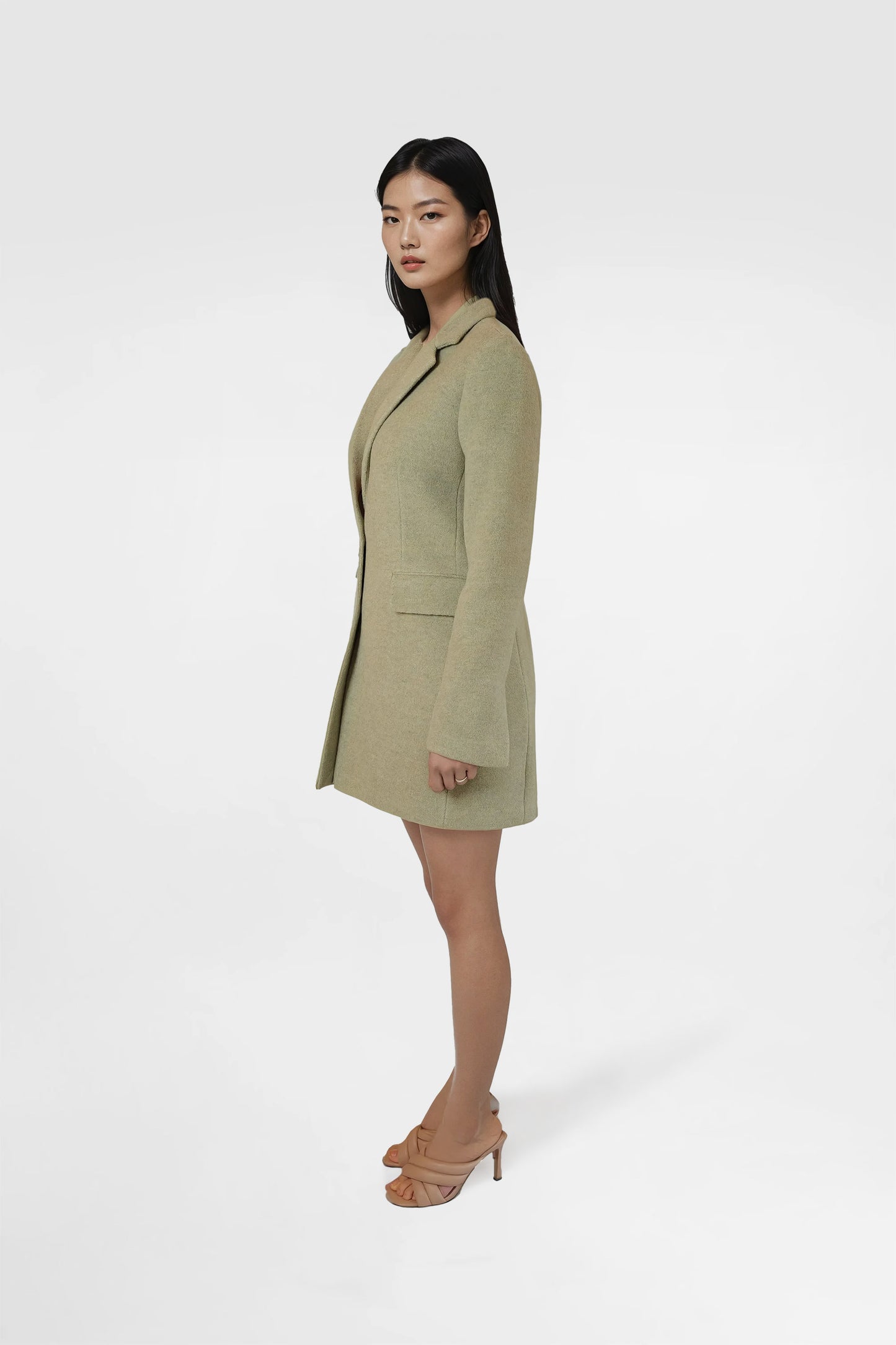 Olive Wool Blazer Coat