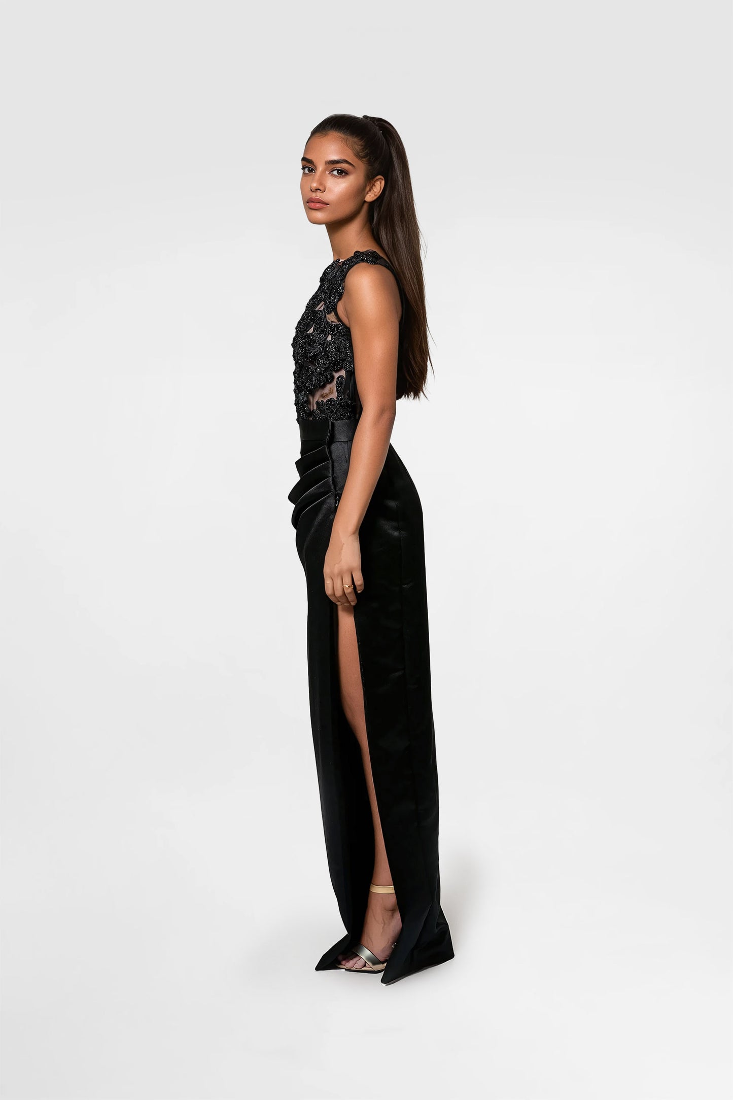 Black Elegance Two-Piece Evening Gown