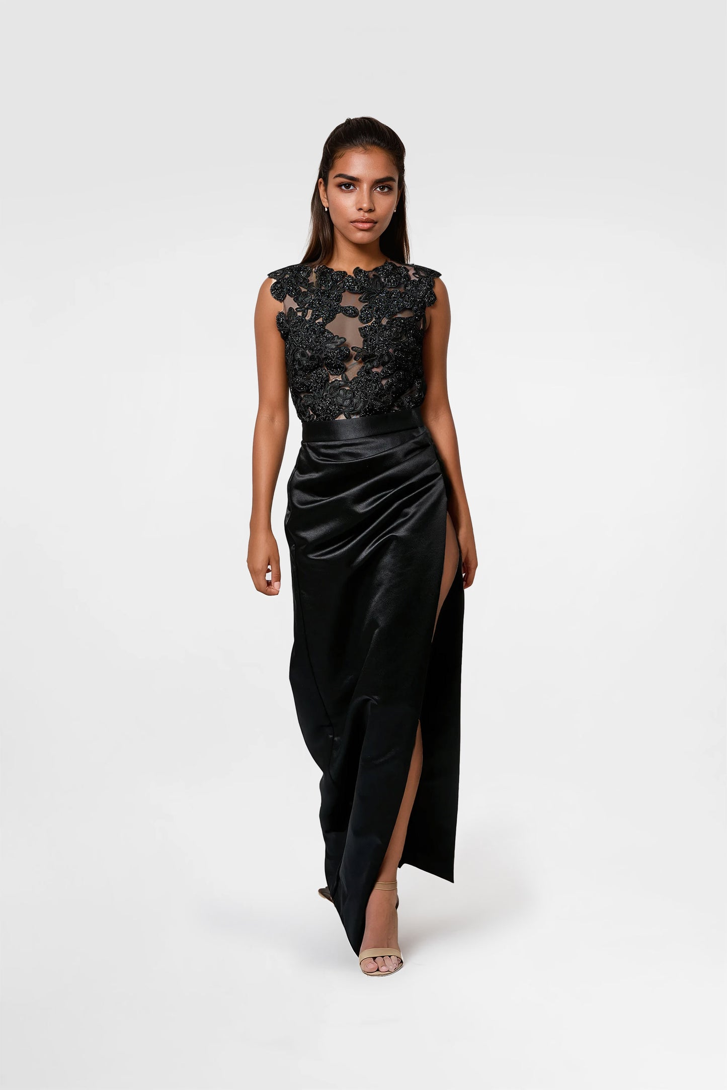 Black Elegance Two-Piece Evening Gown