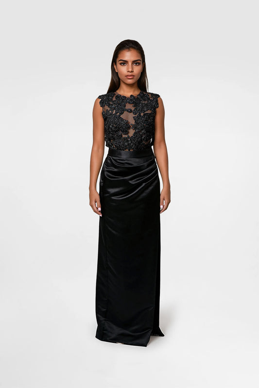 Black Elegance Two-Piece Evening Gown