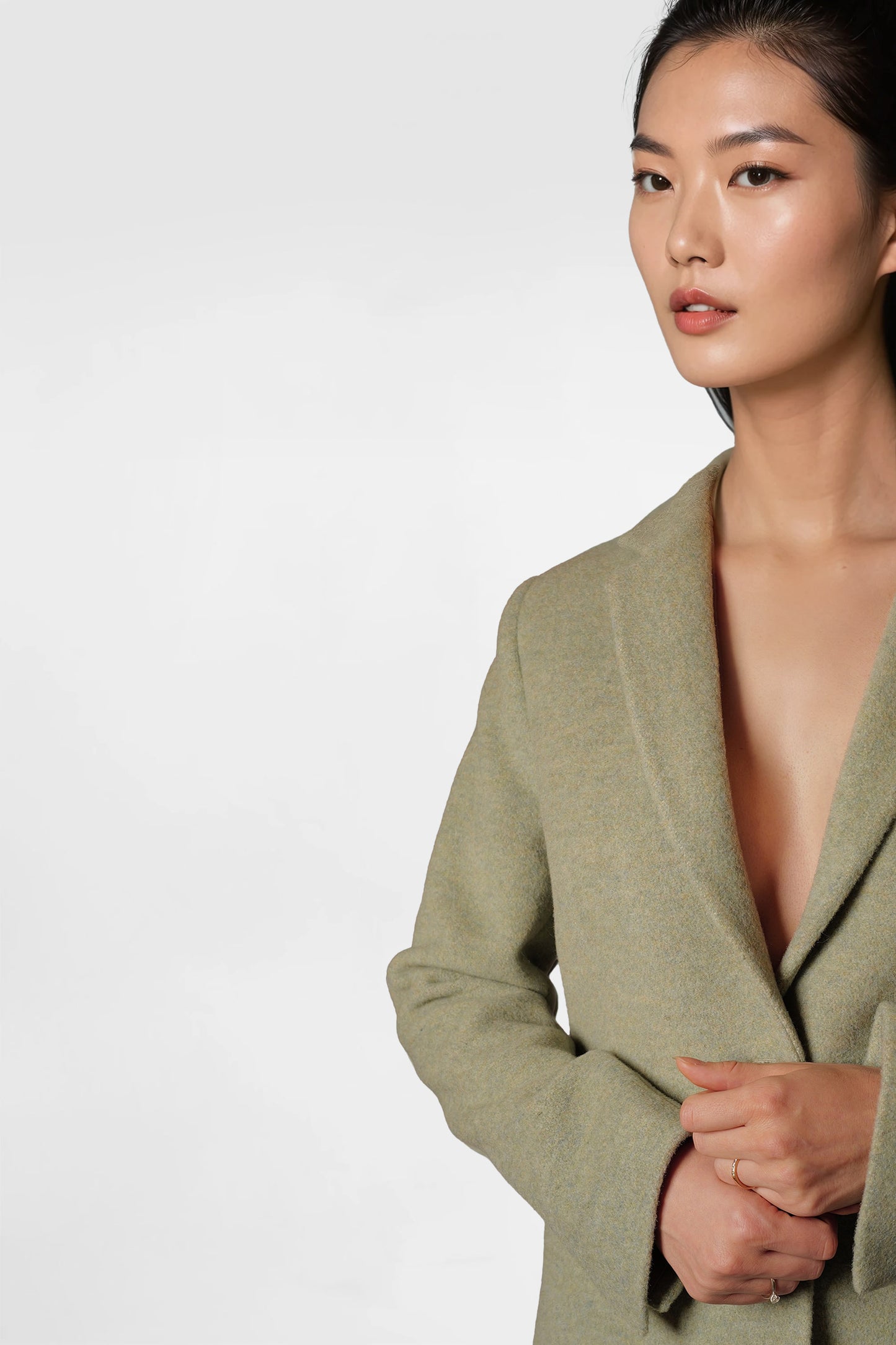 Olive Wool Blazer Coat