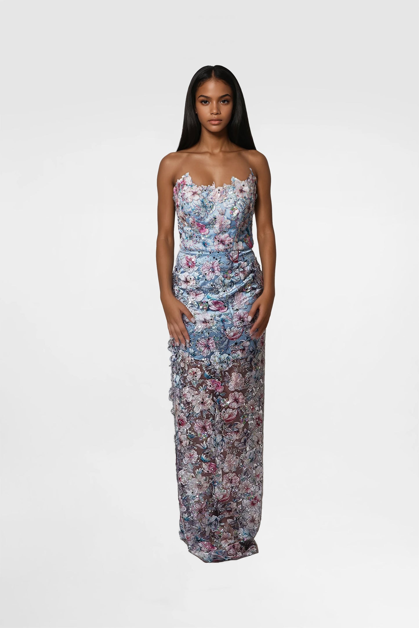 Vibrant Flower Evening Long Dress