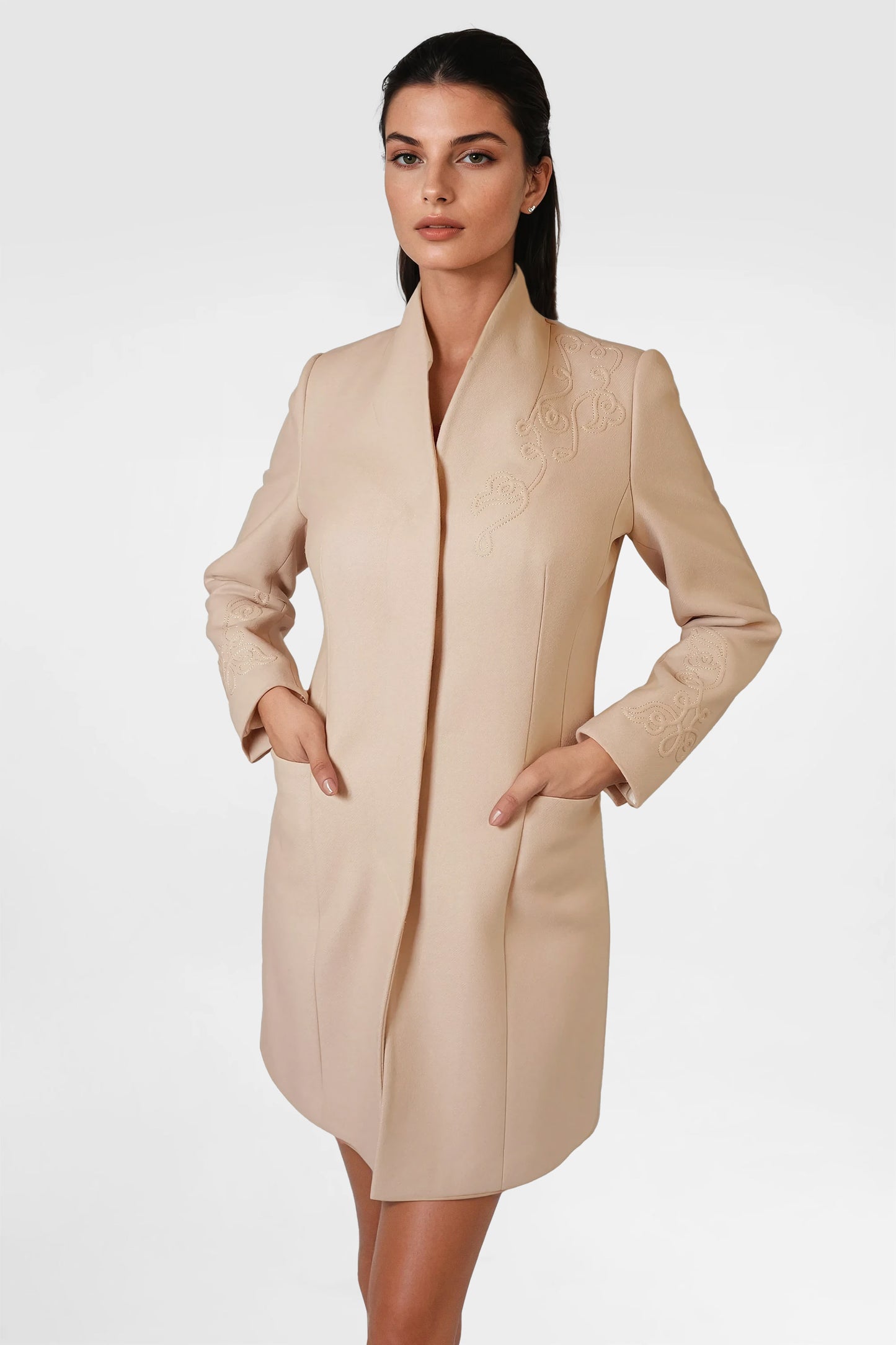 Dirty Powder Pink Draped Wool Coat