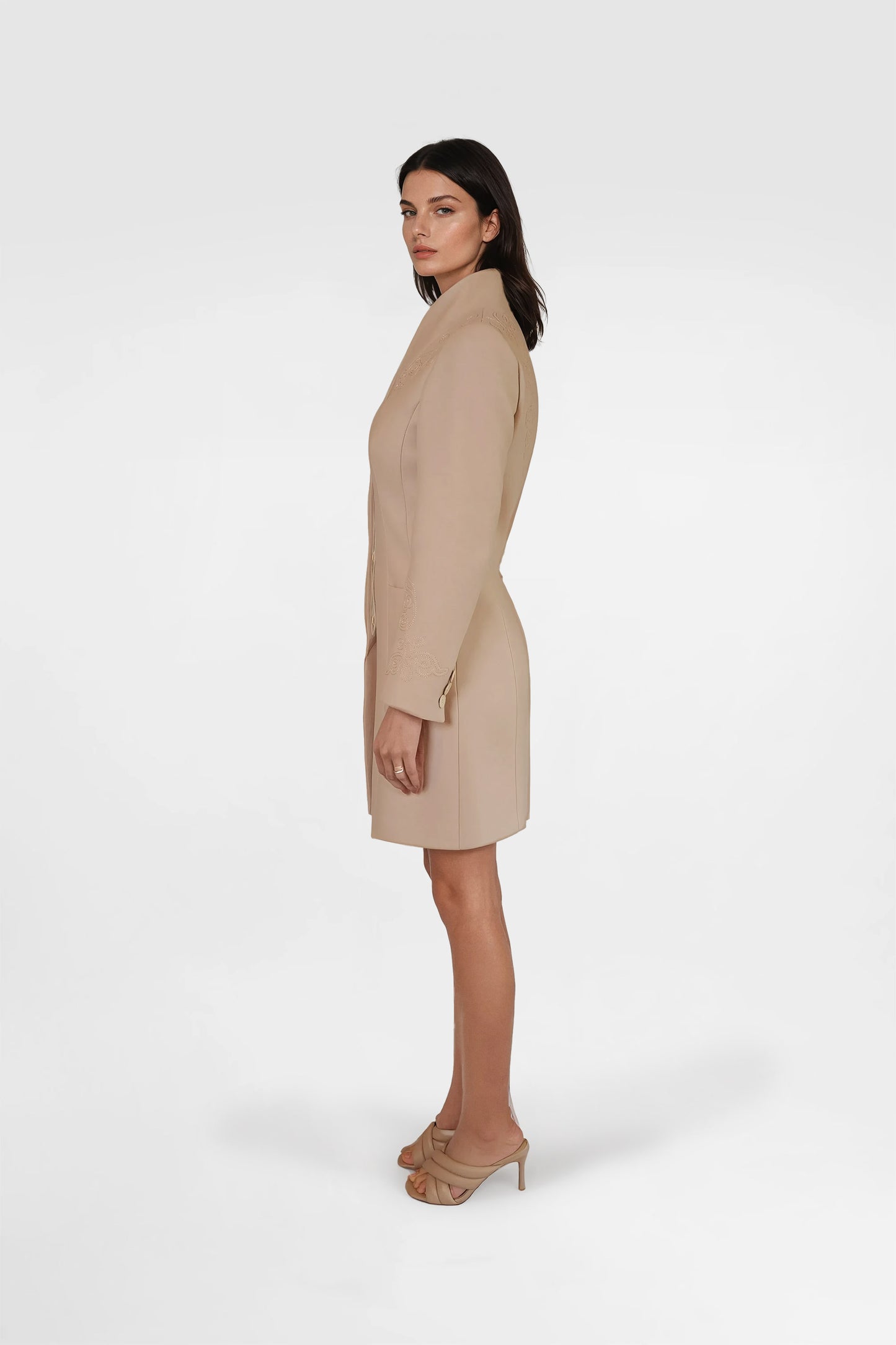 Dirty Powder Pink Draped Wool Coat