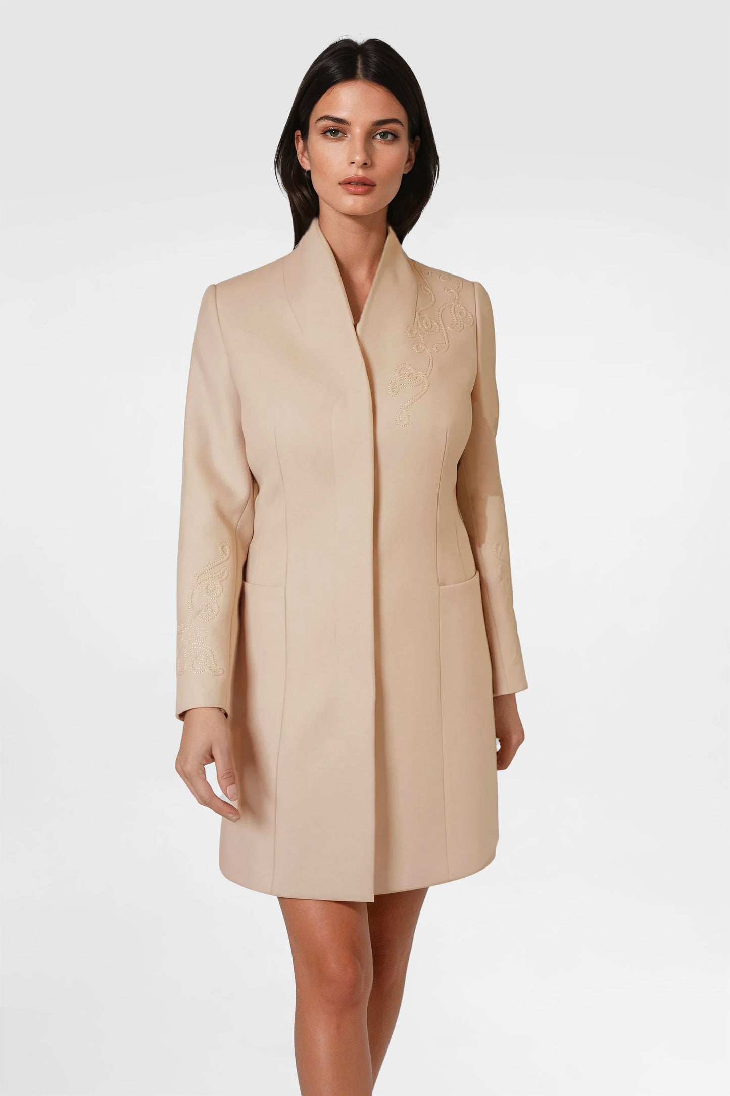 Dirty Powder Pink Draped Wool Coat