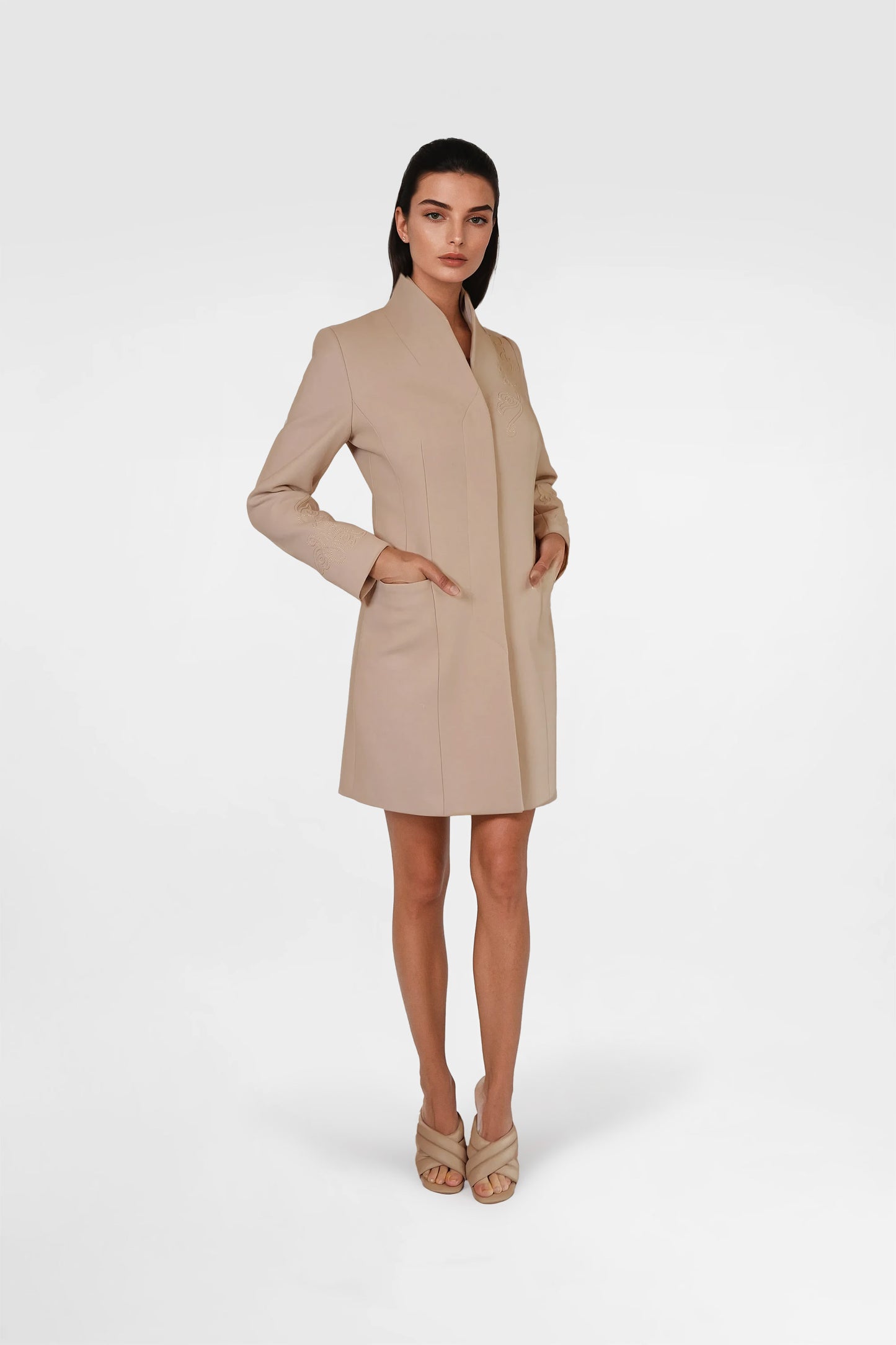 Dirty Powder Pink Draped Wool Coat