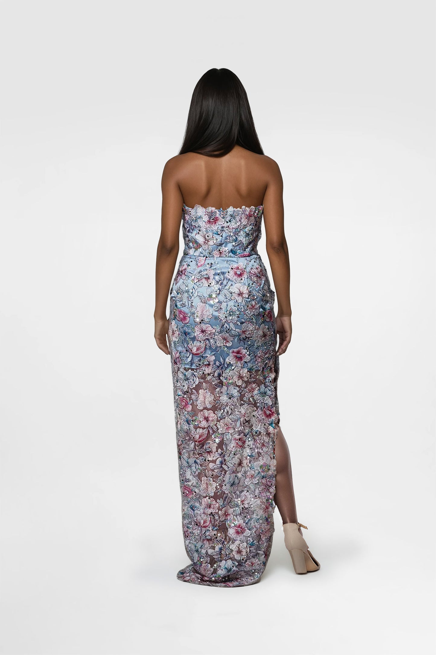 Vibrant Flower Evening Long Dress