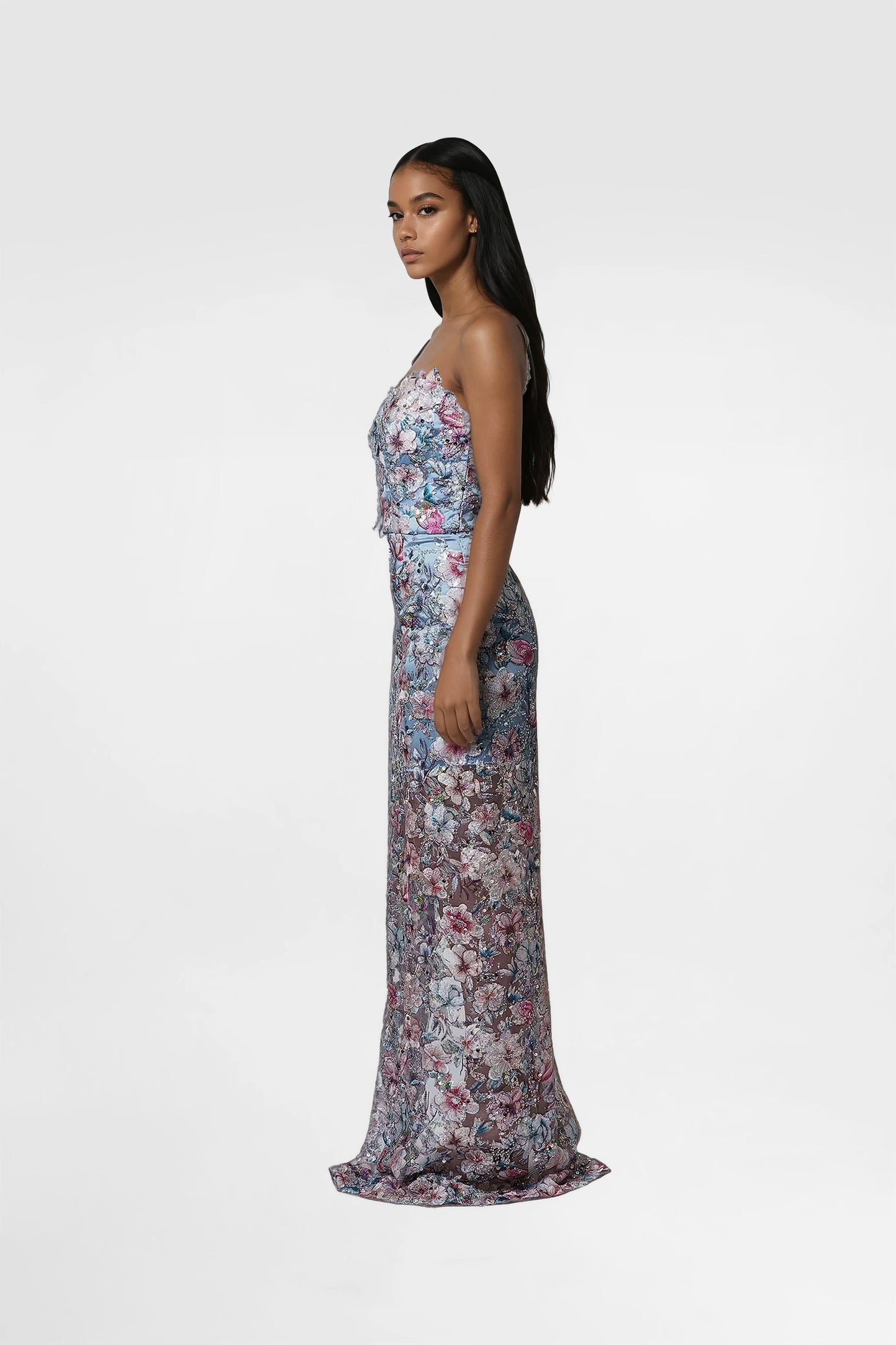 Vibrant Flower Evening Long Dress