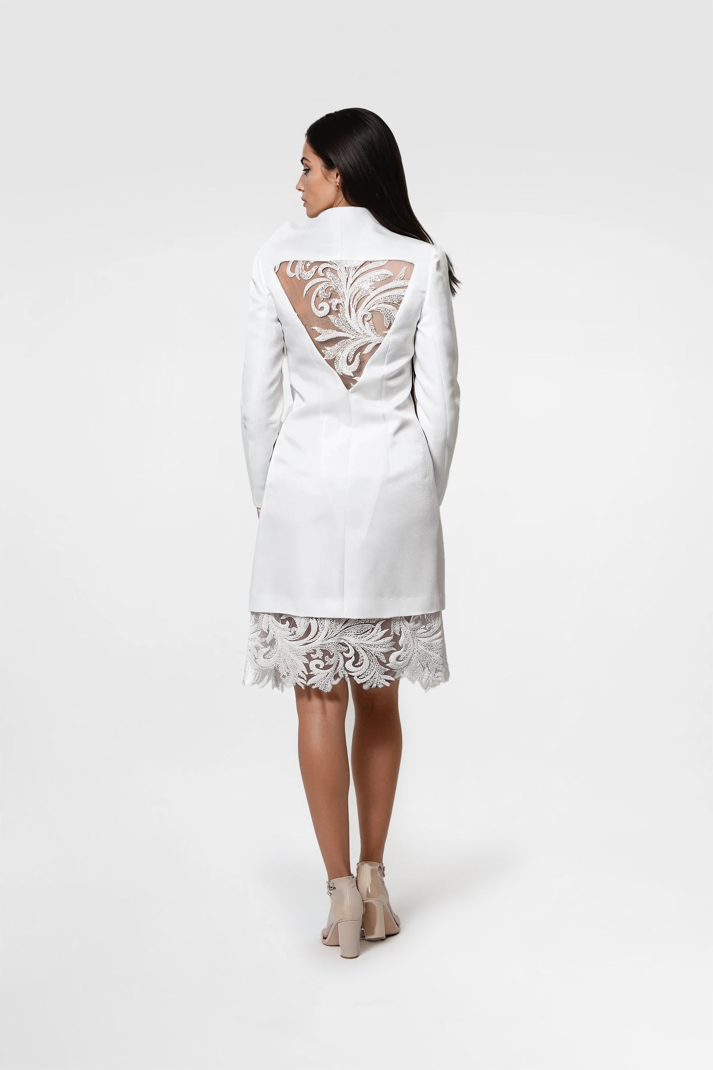 Timeless Pearl Lace Blazer Dress