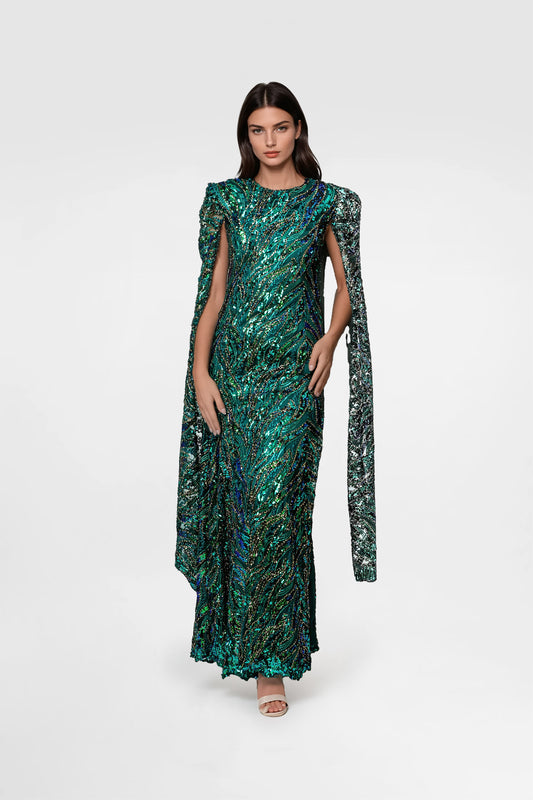 Glitter Green Evening Dress