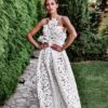 ORSOYA Bridal Dress: Halter neck shilhuette and floral-lace detailing.